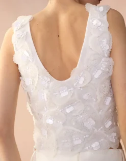 Clearance Cynthia Rowley Elle Embellished Hearts Top White