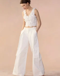 Clearance Cynthia Rowley Elle Embellished Hearts Top White