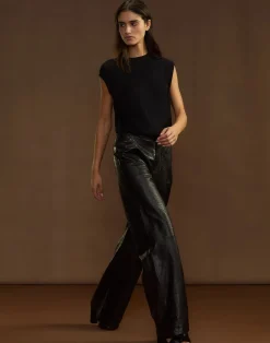 Best Cynthia Rowley Embossed Leather Pants BLACK