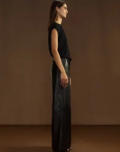 Best Cynthia Rowley Embossed Leather Pants BLACK