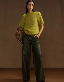 Clearance Cynthia Rowley Embossed Leather Pants DRKGR