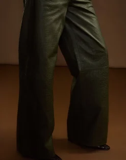 Clearance Cynthia Rowley Embossed Leather Pants DRKGR