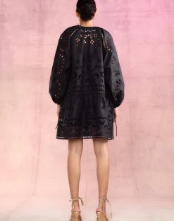 Fashion Cynthia Rowley Eva Embroidered Dress BLACK