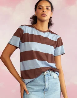 Online Cynthia Rowley Everyday Striped Tee BLUBRW