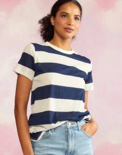 Clearance Cynthia Rowley Everyday Striped Tee NVYWHT