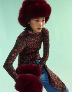 Discount Cynthia Rowley Faux Fur Oversized Mittens BRGDY