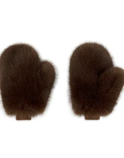 New Cynthia Rowley Faux Fur Oversized Mittens Brown