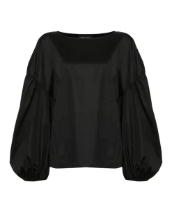 New Cynthia Rowley Geneva Cotton Blouse BLACK