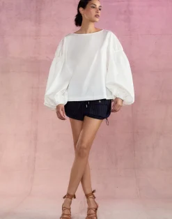 Hot Cynthia Rowley Geneva Cotton Blouse White