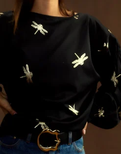 Clearance Cynthia Rowley Geneva Gold Foil Blouse BLKGLD