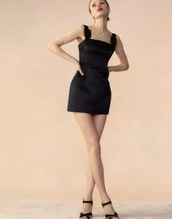 New Cynthia Rowley Gigi Satin Dress BLACK