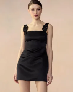 New Cynthia Rowley Gigi Satin Dress BLACK