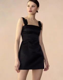 New Cynthia Rowley Gigi Satin Dress BLACK