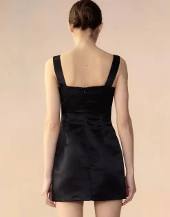 New Cynthia Rowley Gigi Satin Dress BLACK