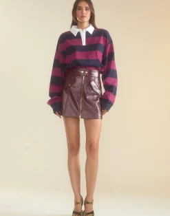 Hot Cynthia Rowley Harper Vegan Leather Skirt OXBLD