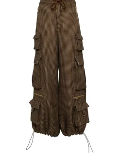 New Cynthia Rowley Houndstooth Cargo Pants BLKBR