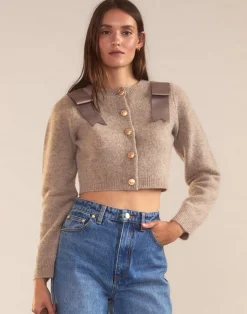 Clearance Cynthia Rowley Ivy Cropped Wool Cardigan CAMEL