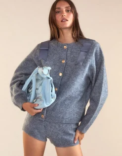 New Cynthia Rowley Ivy Wool Cardigan Denim