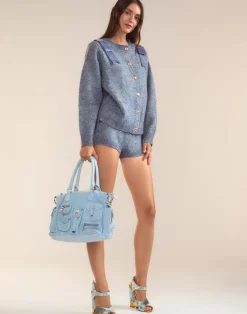 New Cynthia Rowley Ivy Wool Cardigan Denim