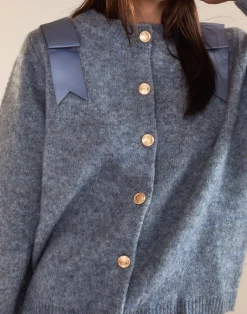 New Cynthia Rowley Ivy Wool Cardigan Denim