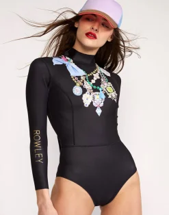Fashion Cynthia Rowley Jewel Necklace Wetsuit BLACK