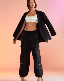 New Cynthia Rowley Kim Cargo Pant BLACK