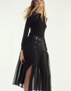 Outlet Cynthia Rowley Kora Kilt Skirt BLACK