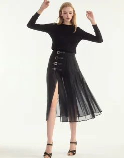 Outlet Cynthia Rowley Kora Kilt Skirt BLACK