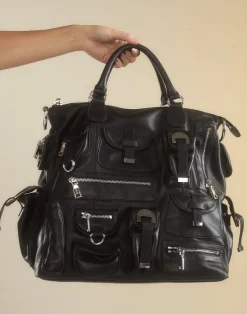 Hot Cynthia Rowley Leather Cargo Pocket Bag BLACK