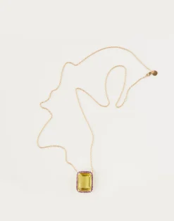 New Cynthia Rowley Lemon Quartz with Amethyst Pendant