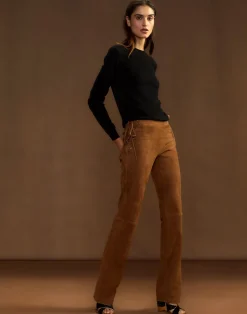 Discount Cynthia Rowley Liv Lace-Up Suede Pants BROWN