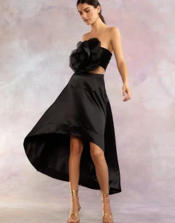 Hot Cynthia Rowley Livia Satin Skirt BLACK