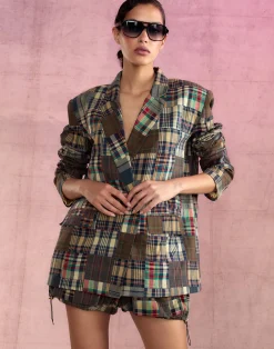 New Cynthia Rowley Madrid Madras Blazer PLAID
