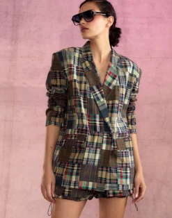 New Cynthia Rowley Madrid Madras Blazer PLAID