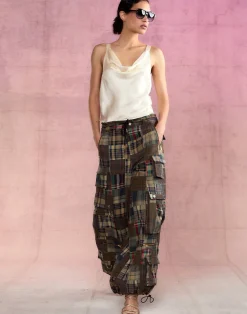 Sale Cynthia Rowley Madrid Madras Cargo Pants PLAID