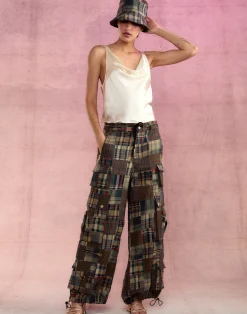 Sale Cynthia Rowley Madrid Madras Cargo Pants PLAID