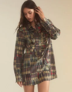 New Cynthia Rowley Madrid Madras Tuxedo Dress PLAID