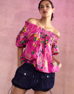 Outlet Cynthia Rowley Malta Off Shoulder Blouse PNKFL