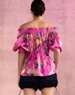 Outlet Cynthia Rowley Malta Off Shoulder Blouse PNKFL