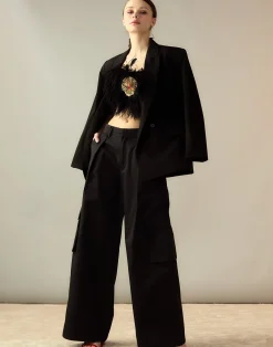 Online Cynthia Rowley Marbella Cotton Cargo Pant BLACK