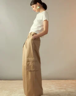 Hot Cynthia Rowley Marbella Cotton Cargo Pant KHAKI