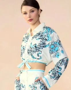 Outlet Cynthia Rowley Marseille Shirt WTBLU