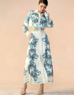 Outlet Cynthia Rowley Marseille Skirt WTBLU