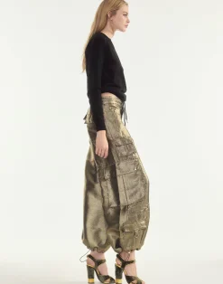 Best Cynthia Rowley Metallic Cargo Pants BLKGLD