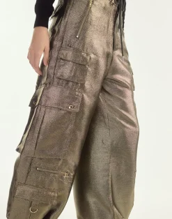 Best Cynthia Rowley Metallic Cargo Pants BLKGLD