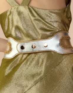 Outlet Cynthia Rowley Metallic Vegan Leather Belt GLDSV