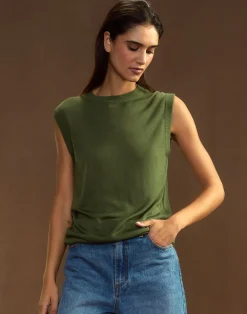 Hot Cynthia Rowley Mica Sleeveless Knit Top DRKGR