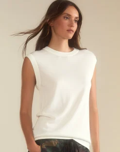 Clearance Cynthia Rowley Mica Sleeveless Knit Top White
