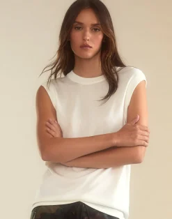 Clearance Cynthia Rowley Mica Sleeveless Knit Top White