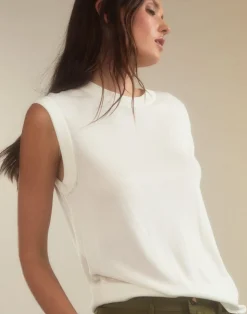 Clearance Cynthia Rowley Mica Sleeveless Knit Top White